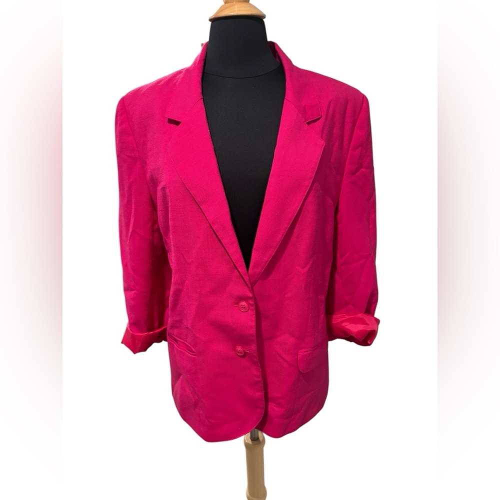 Haberdashery Women’s Hot Pink Blazer w/ 3/4 Sleeve-size 14